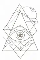 geometric evil eye with triangle shape tattoo design idea