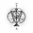 map of Argentina, with an hourglass and a rosary tattoo design idea