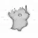 map of Argentina, with an hourglass and a rosary tattoo design idea