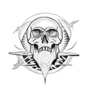 skull with sun, moon, eclipse  tattoo design idea
