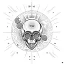 skull with sun, moon, eclipse  tattoo design idea