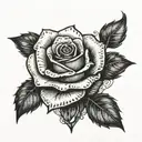 A haunting image of a rose growing from a broken heart, honoring the memory of lost friends, in a blackwork style tattoo design idea