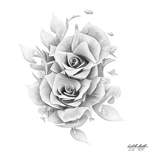 Adele flowers with names Luke and Mila tattoo design idea