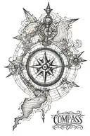 compass map outline tattoo design idea