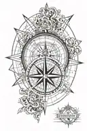 compass map outline tattoo design idea