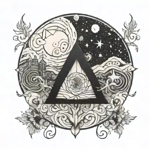 A surrealistic interpretation of Van Gogh's Starry Night combined with a mandala representing spirituality tattoo design idea