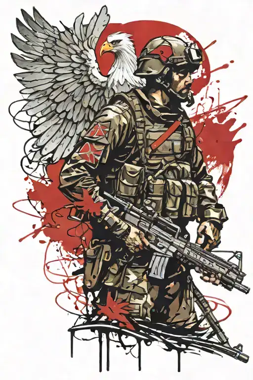 polish jw grom soldier with the polish eagle in the background  tattoo design idea
