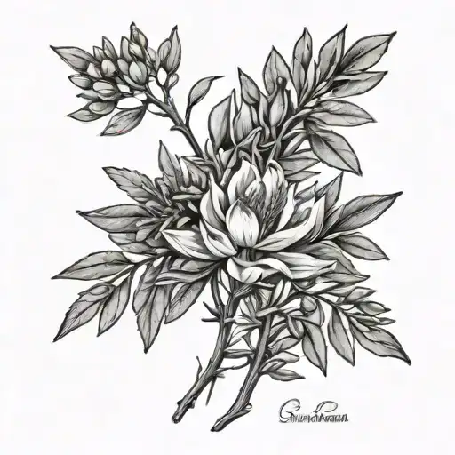 salt rosemary and lavender tattoo design idea