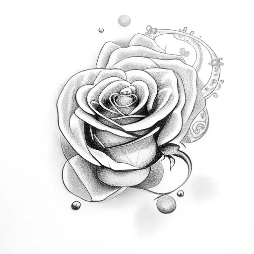 rosary beads, roses tattoo design idea