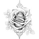 rosary beads, roses tattoo design idea