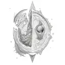 An intricate bookshelf filled with fantasy books, illuminated by a crescent moon tattoo design idea