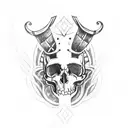 Viking skulls axe crow graveyard tattoo design idea