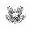 Viking skulls axe crow graveyard tattoo design idea