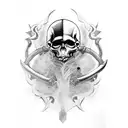 Viking skulls axe crow graveyard tattoo design idea