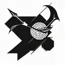 Arrow with a feather at the end and geometric shapes in the middle of the arrow  tattoo design idea