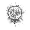 a lightbulb exploding tattoo design idea