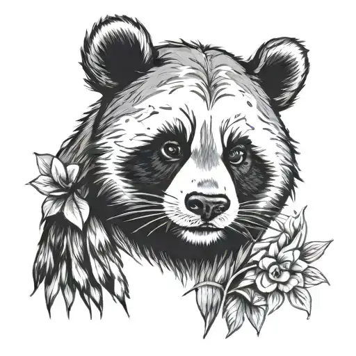 Raccon and Panda face tattoo design idea