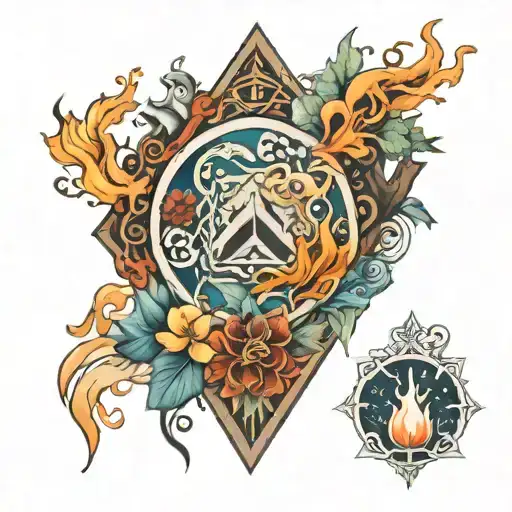 four elements inspired tattoo design idea