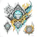 four elements inspired tattoo design idea