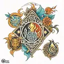 four elements inspired tattoo design idea