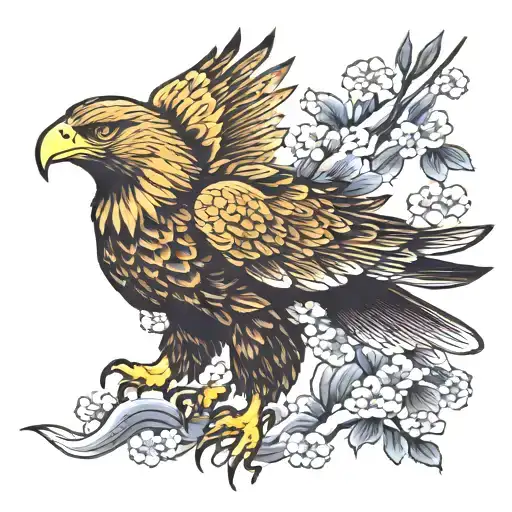 golden eagle flying tattoo design idea