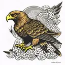 golden eagle flying tattoo design idea