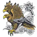 golden eagle flying tattoo design idea