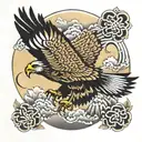 golden eagle flying tattoo design idea