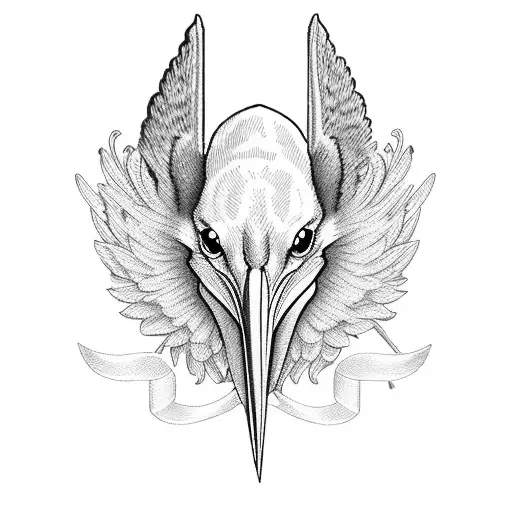 stork embroidery scissors  tattoo design idea