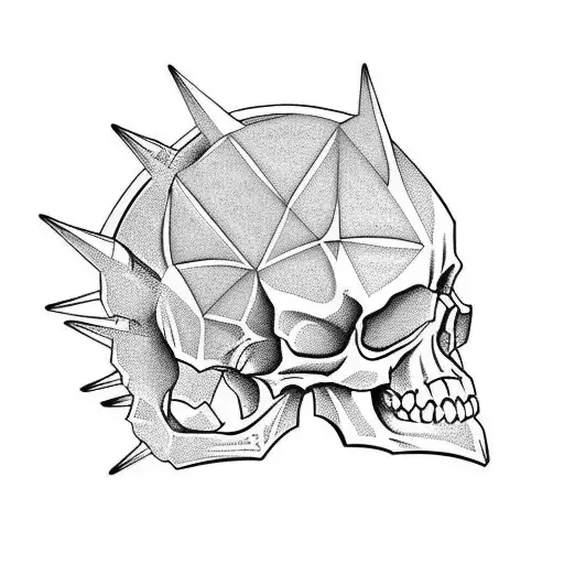 skull spikes tattoo design idea
