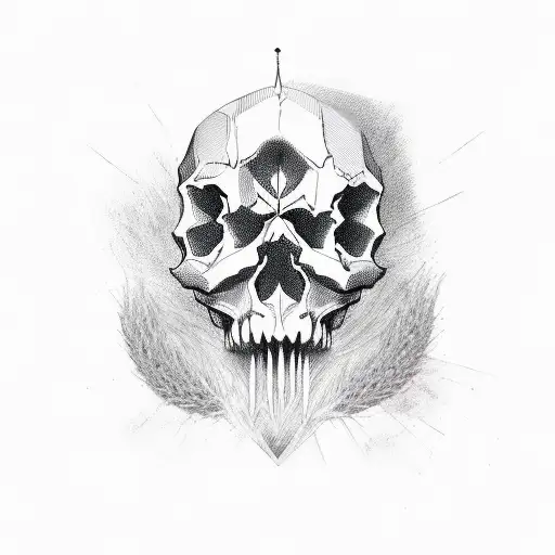 skull spikes tattoo design idea