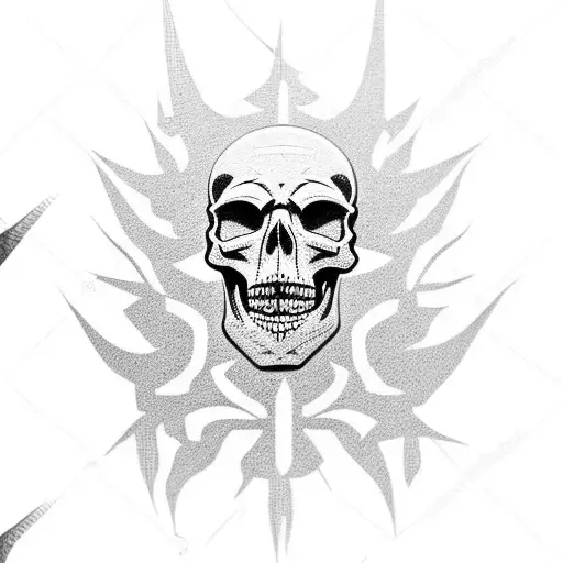 skull spikes tattoo design idea