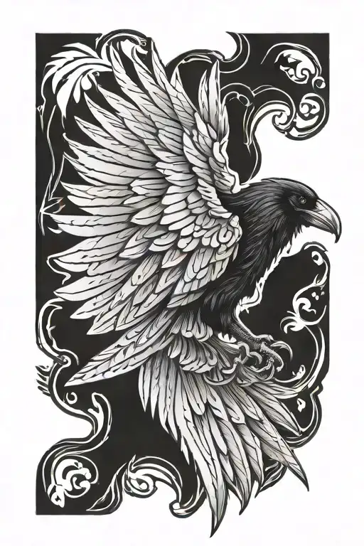raven wings tattoo design idea