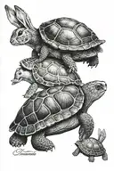 The rabbit and the turtle tattoo design idea
