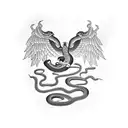 snake with eagle wings  tattoo design idea