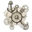 Anchor, bike, sea, world map, infinity sign, compass, binocular tattoo design idea