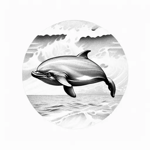 Subtle depictions of marine creatures like dolphins, turtles, or seagulls could be incorporated around the wave, honorin tattoo design idea