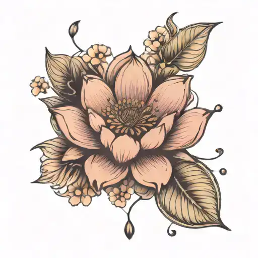 lotus, cherry blossoms, unalome, semi colon, chamomile  tattoo design idea