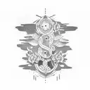 Design a tattoo showcasing a sibling bond through a car and guitar motif tattoo design idea