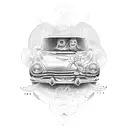 Design a tattoo showcasing a sibling bond through a car and guitar motif tattoo design idea