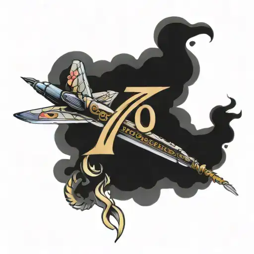 jet with smoke trail saying forever 70 roman numerals tattoo design idea