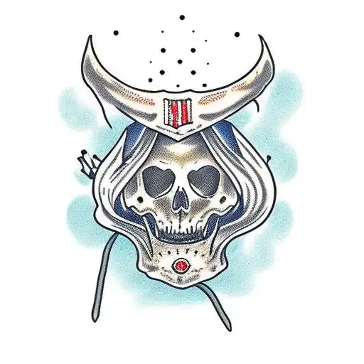 skeloton hiker with a backpack on and they are on a mountain tattoo design idea
