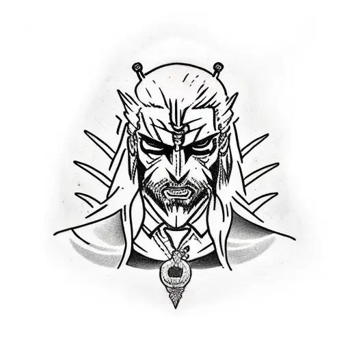 Tattoos with all 5 witcher sign. Thigh tattoo. tattoo design idea