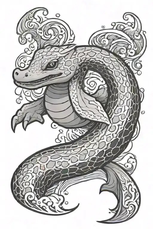 Lapras pokemon in the ocean waves tattoo design idea
