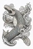 Lapras pokemon in the ocean waves tattoo design idea