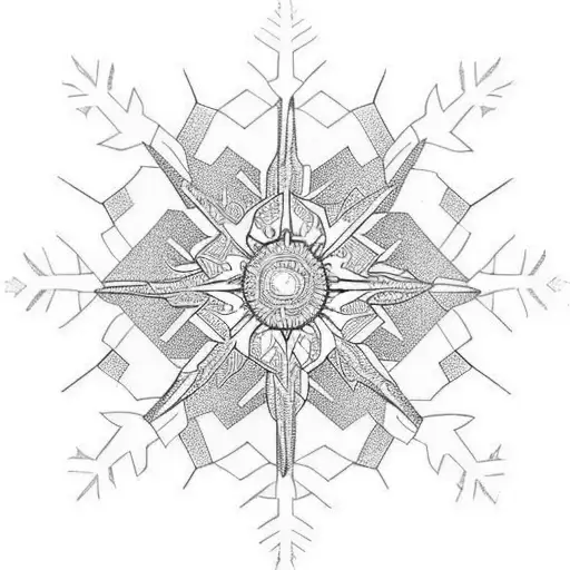 snowflake inside the sun tattoo design idea