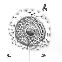 dandelion with butterflies tattoo design idea