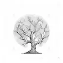 olive tree  sorrounded white big kerchief tattoo design idea
