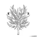 olive tree  sorrounded white big kerchief tattoo design idea