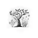 olive tree  sorrounded white big kerchief tattoo design idea